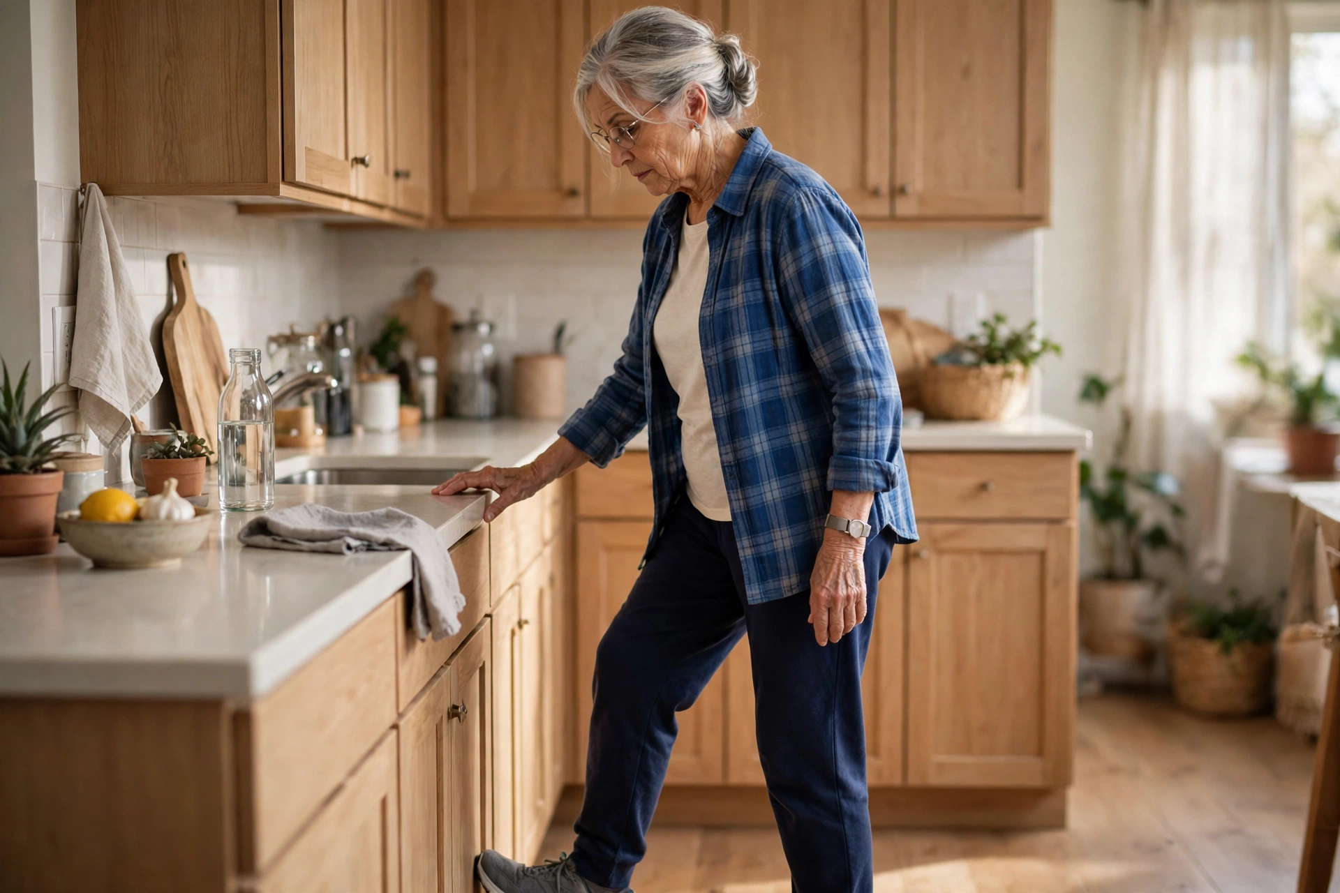 Balance practice with heel-to-toe walking, one of the simplest mobility exercises for seniors