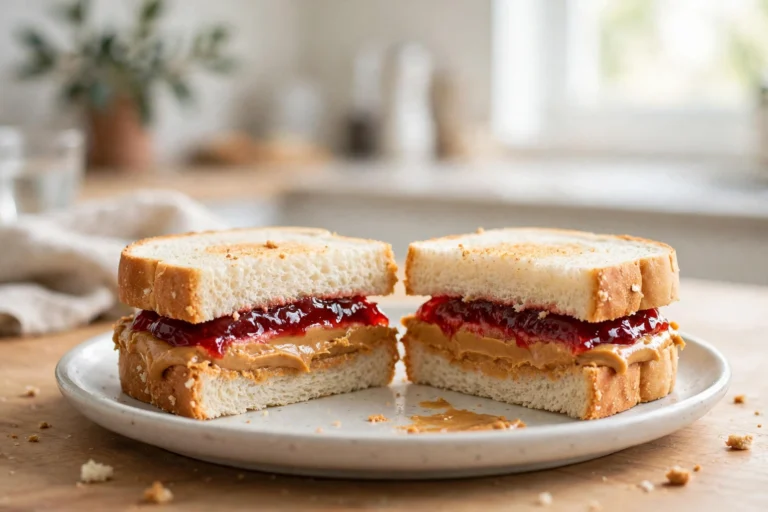 A classic peanut butter and jelly sandwich, answering the question is PB&J fattening with real numbers