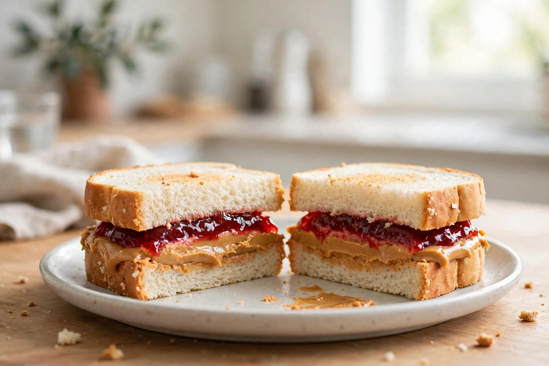 A classic peanut butter and jelly sandwich, answering the question is PB&J fattening with real numbers