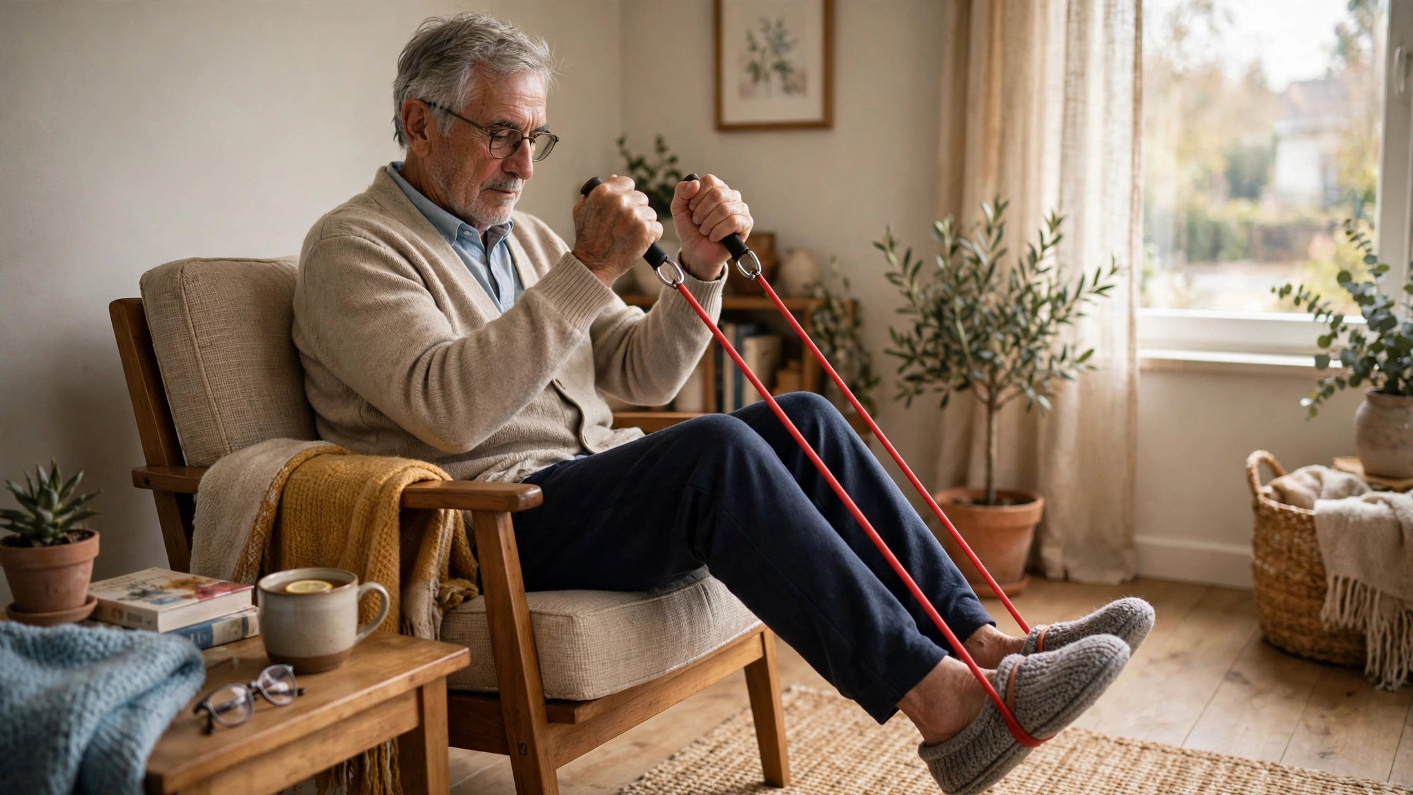 Resistance band strength training, a gentle way to build senior mobility at home