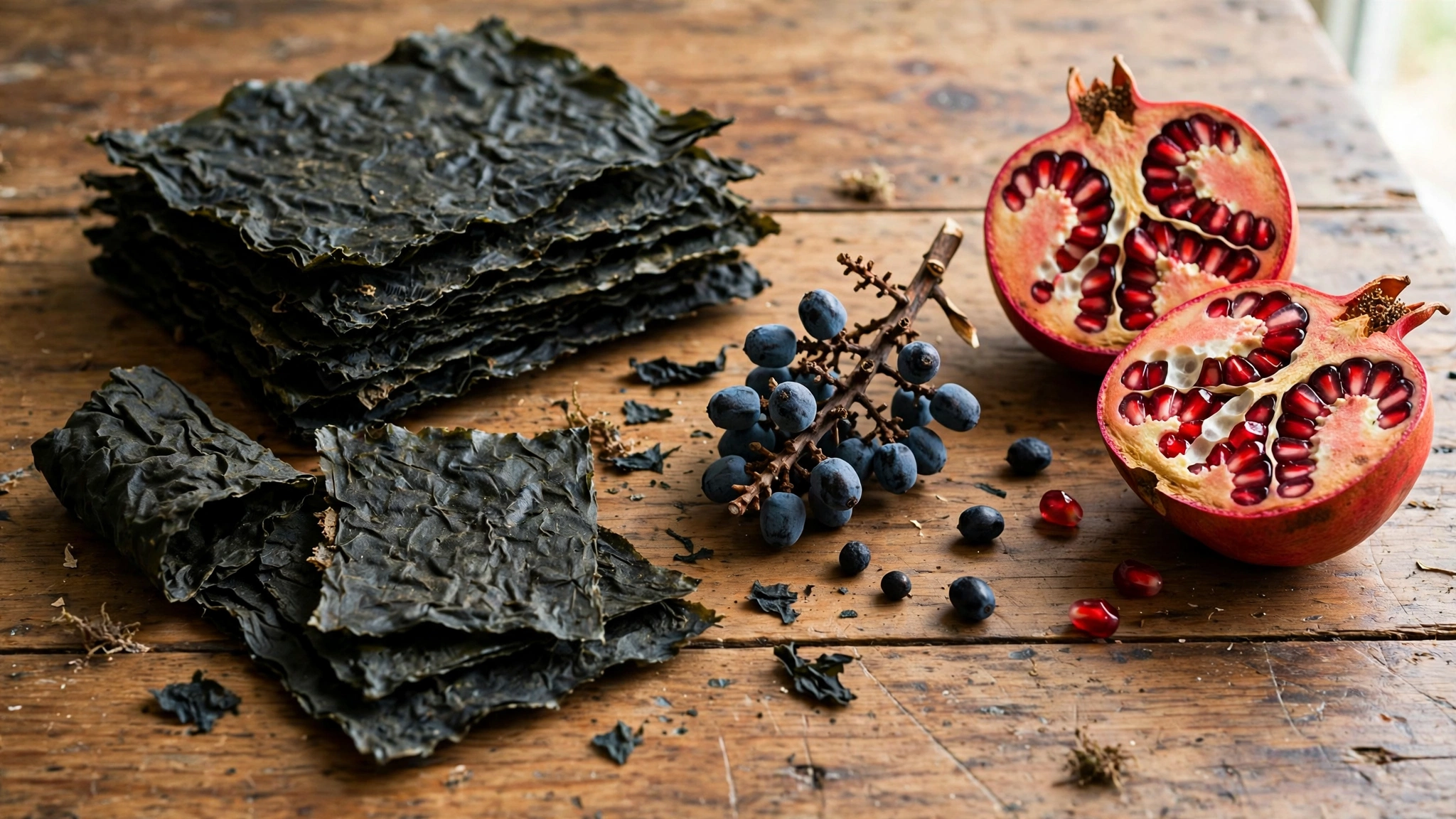 Saw palmetto berries, pomegranate, and dried seaweed, the best known ingredients in the formula