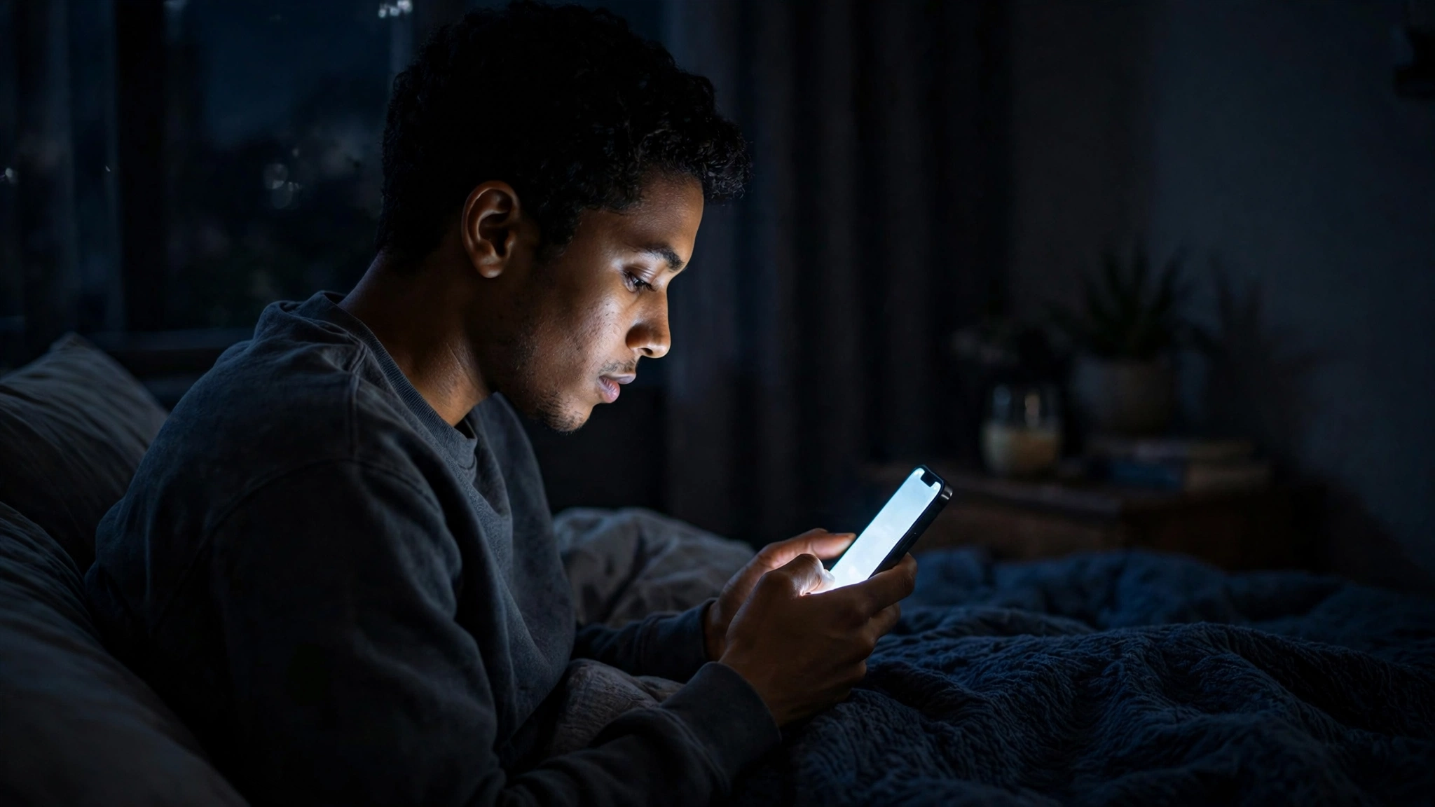 Evening screen light and sleep problems caused by a bright phone in bed