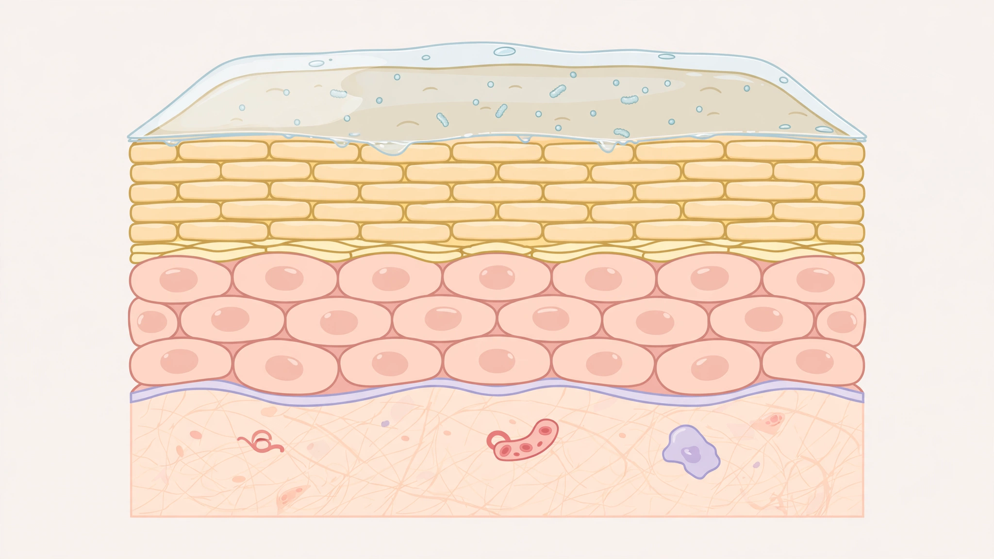 A simple illustration of the skin barrier and how moisturizers support it