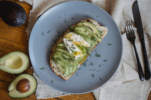 Avocado and egg toast, a simple healthy breakfast idea