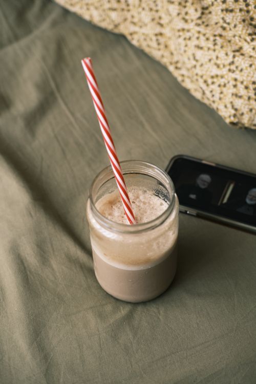 Grab-and-go healthy breakfast with a smoothie and a wrap