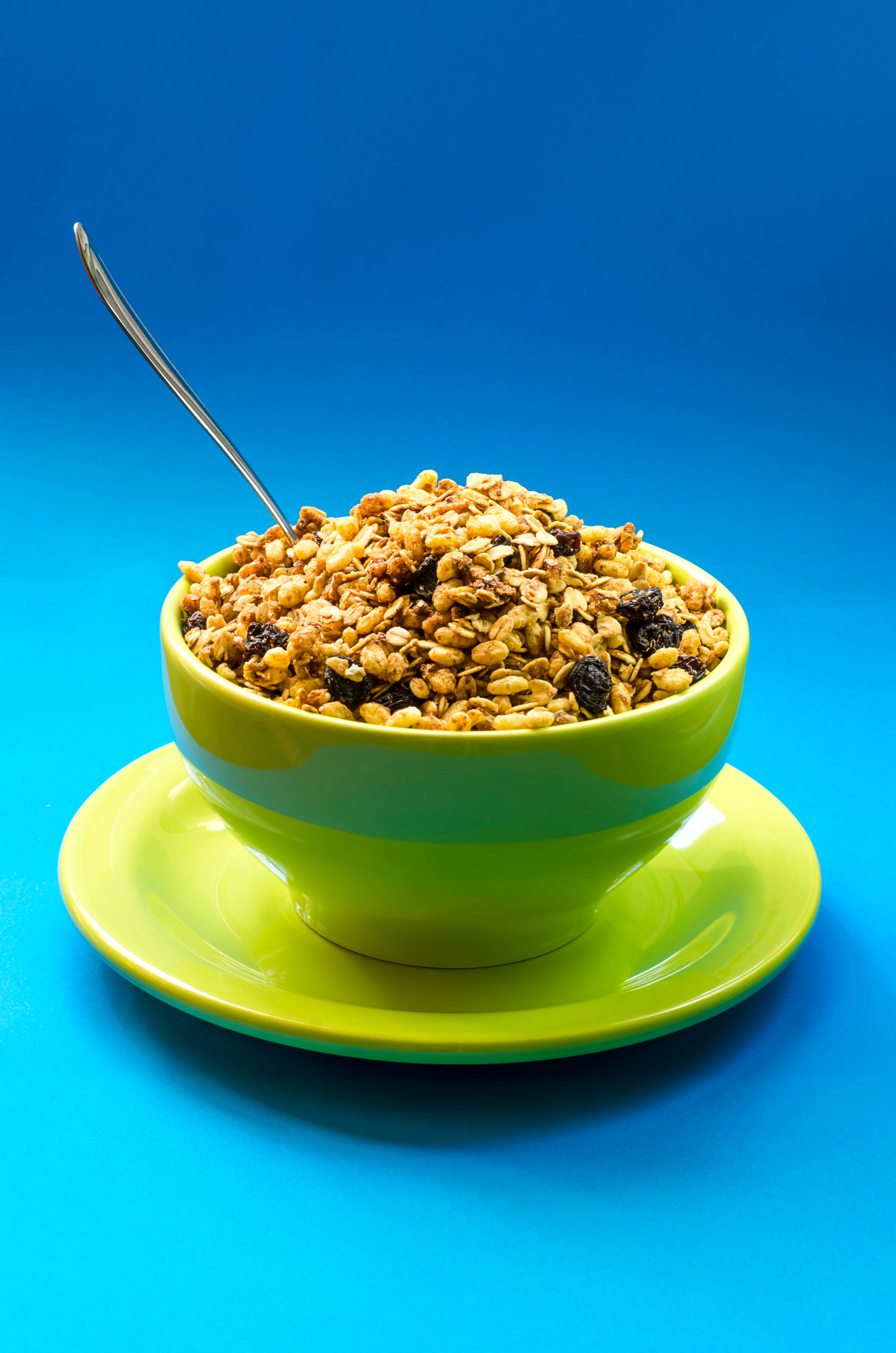 Bright and healthy granola in a colorful bowl