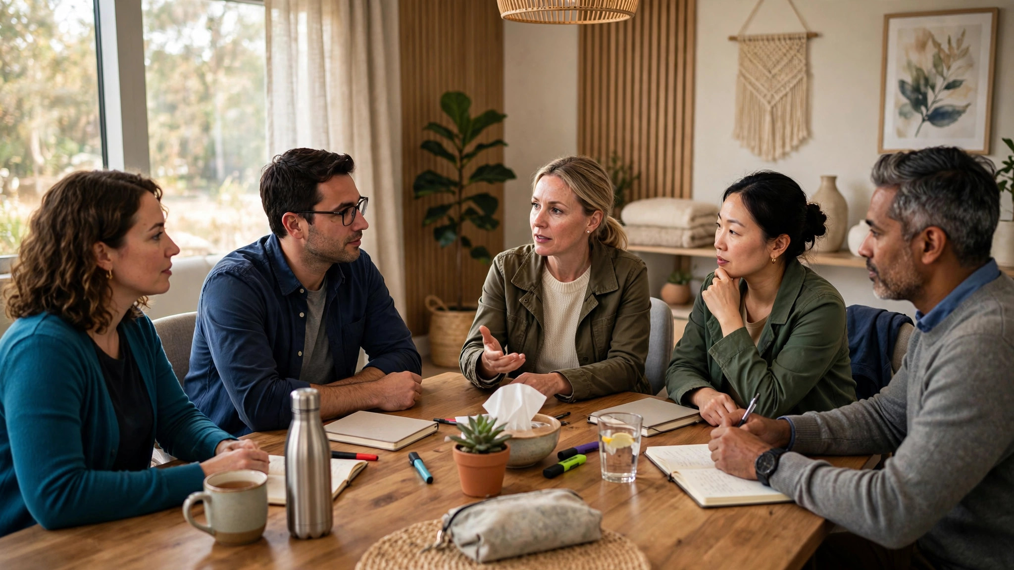 Supportive team meeting in a mental health facility