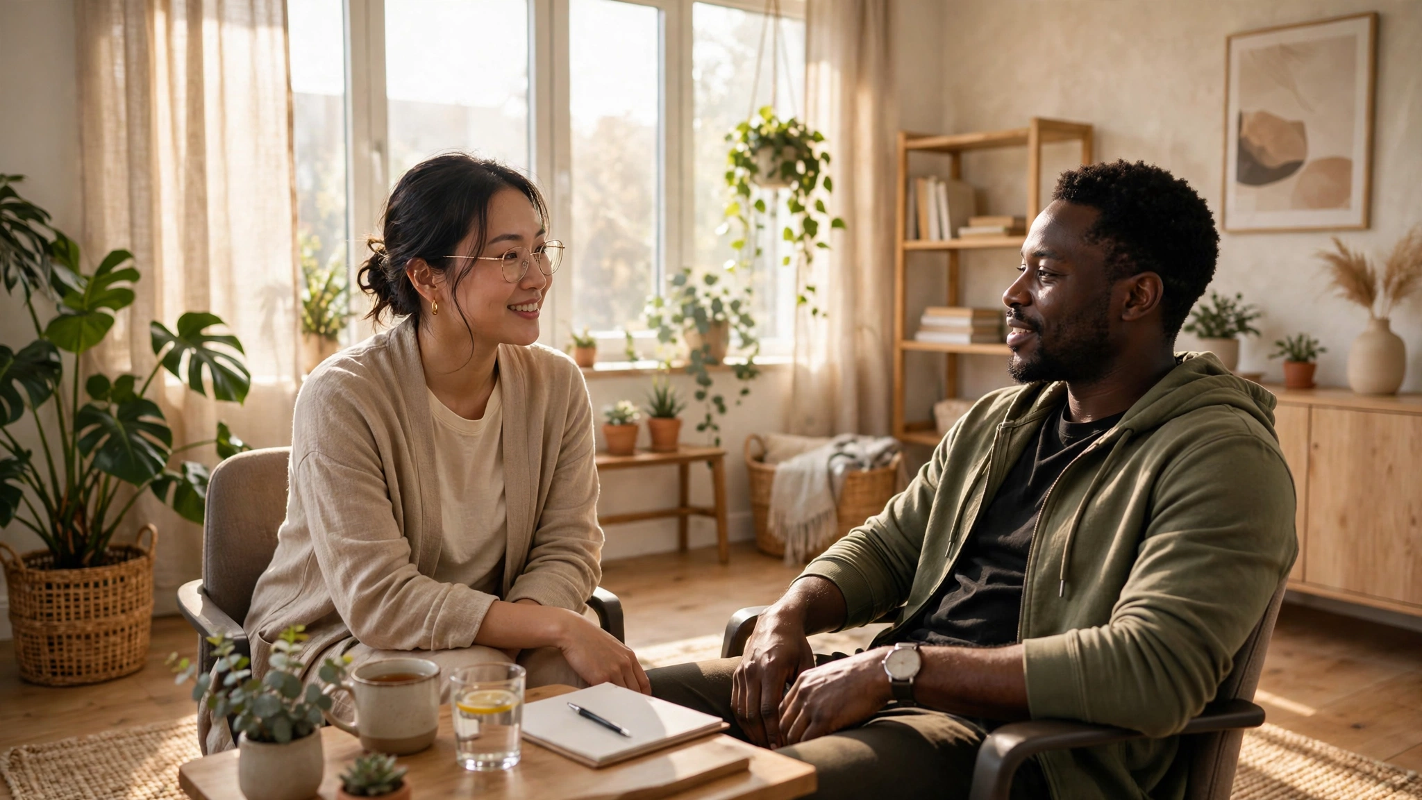 Bright therapy consultation scene