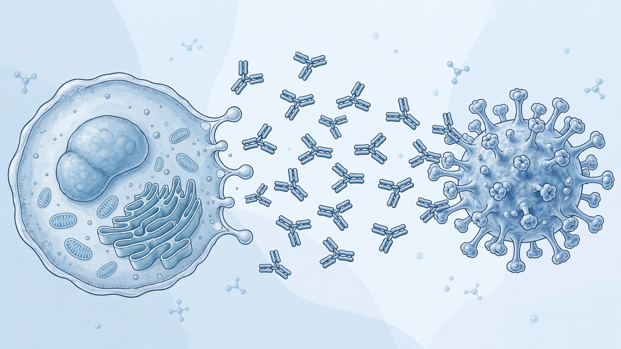 Antibodies released by B cells during the adaptive immune response