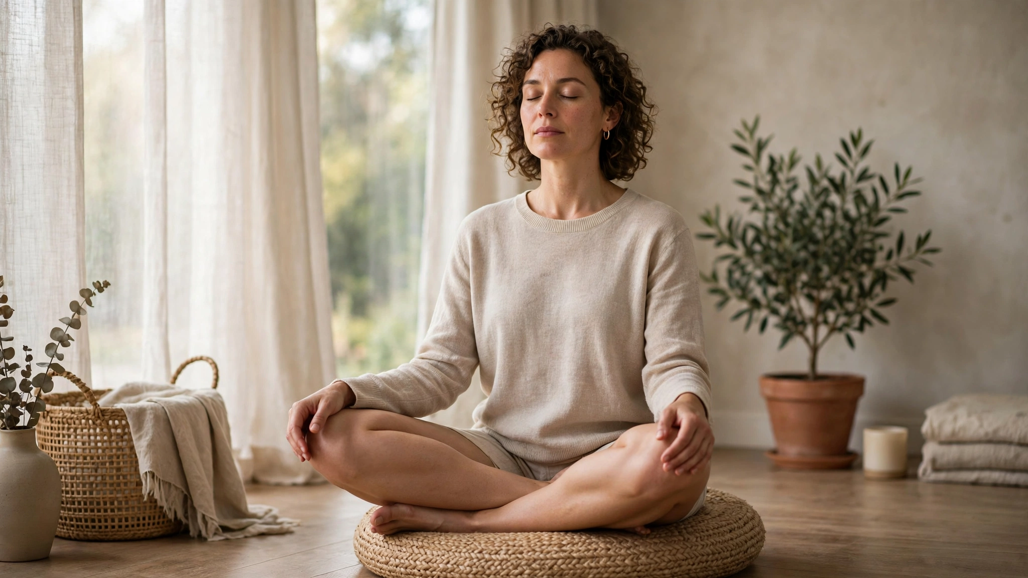 Person doing box breathing, a calming mental health exercise for stress