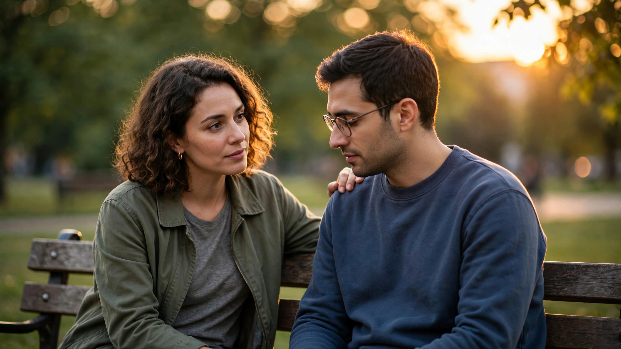 Two friends having a supportive conversation during the May awareness month