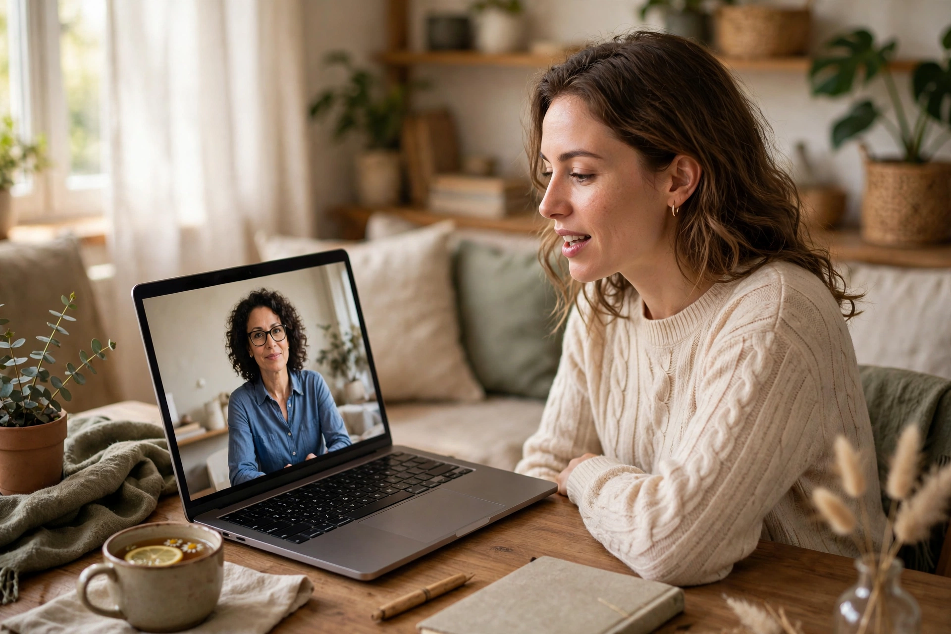 Online session showing how mental health services work through telehealth