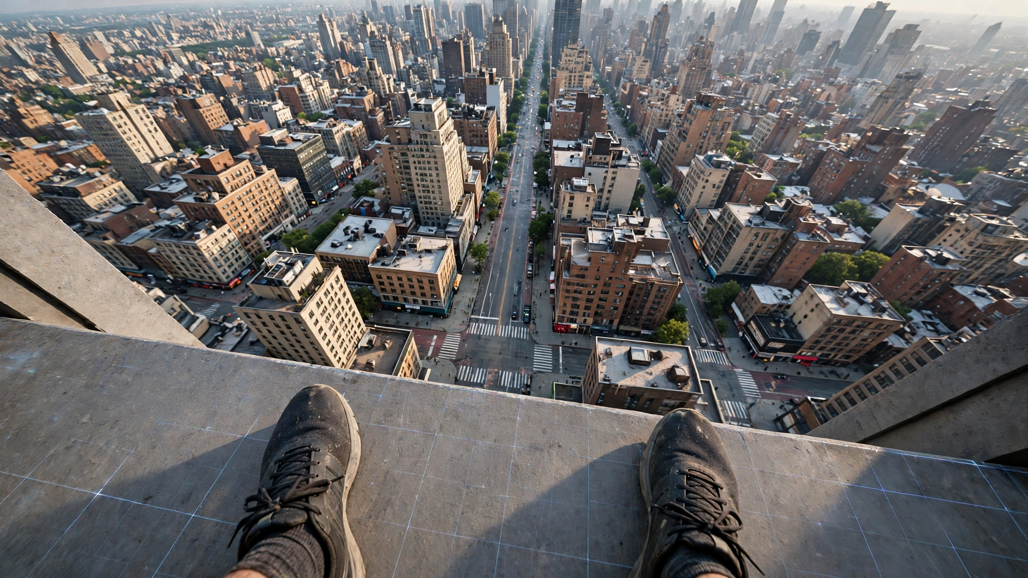 A virtual high place scene used in VR therapy for a fear of heights