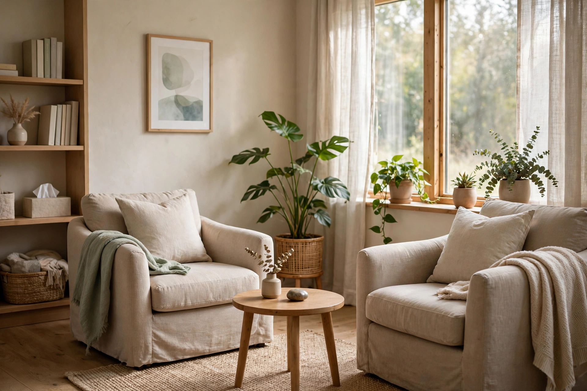 A welcoming office where a first mental health appointment takes place