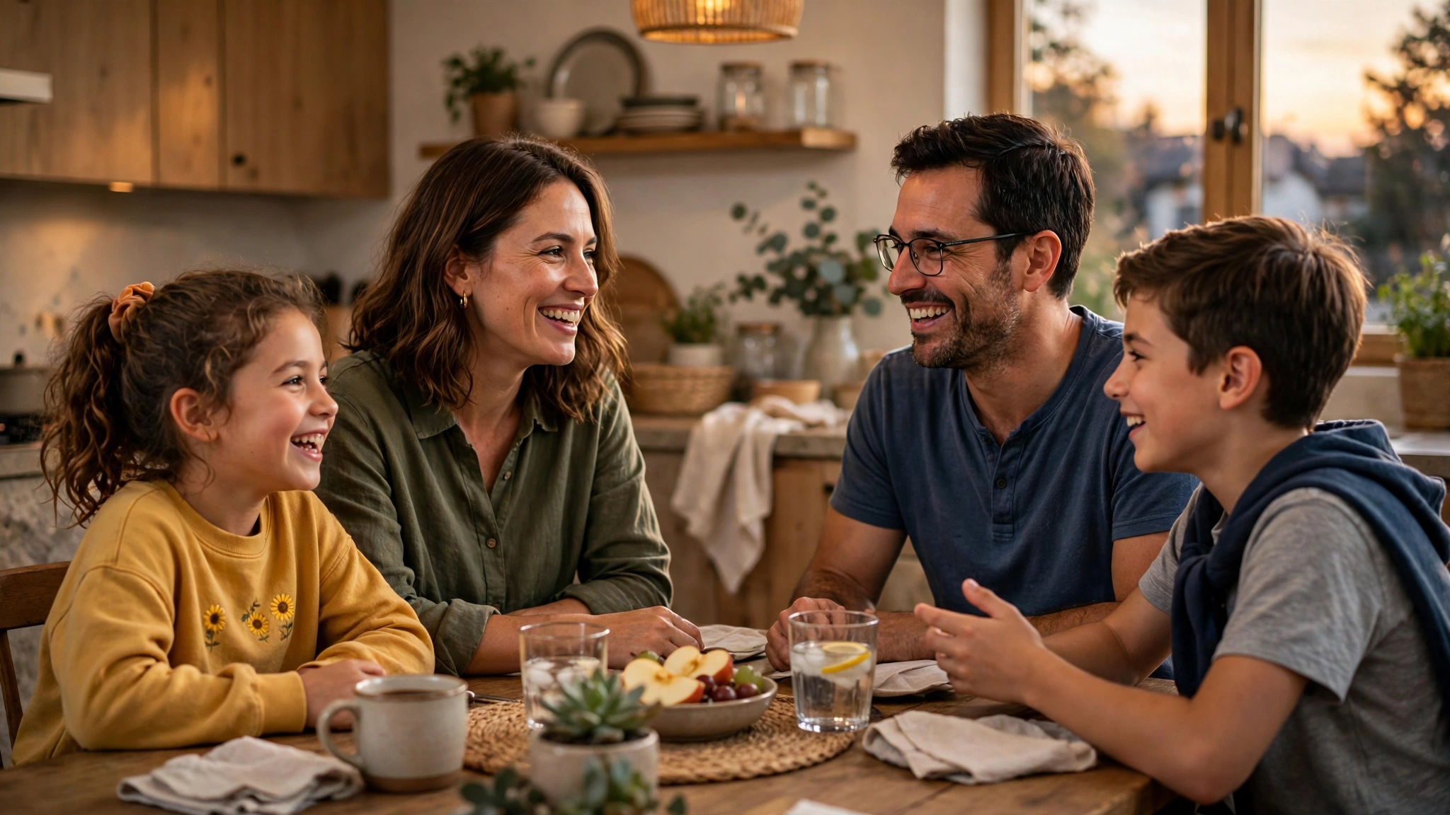 A family meeting at the kitchen table, a weekly habit in many parenting tips fpmomhacks guides